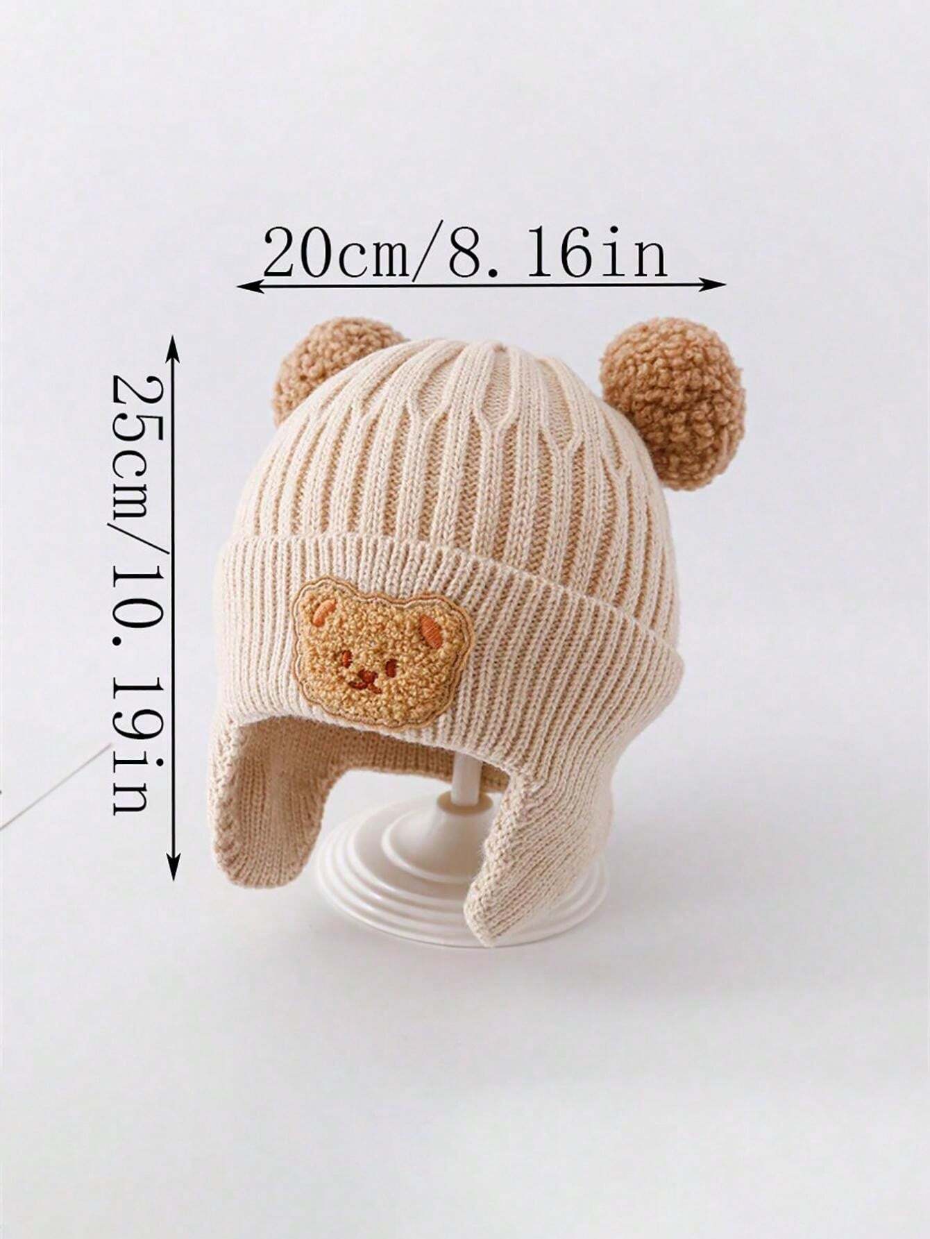 Winter Woolen Baby Hat with Ear Flaps & Teddy Bear Embroidery β Pompom Cap (2β6 Years)